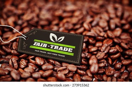 Fair Trade Stamp Against Coffee Beans