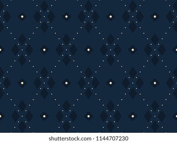 Fairy argyle pattern. Simple geometric all over patchwork diamond motif for cloth fabric, home textile. Seamless floral indigo print block. Small medallion dot line design. Look the same 1233341533.