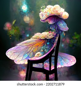 Fairy Chair  Fairy Tale Magic Glamour Art Nouveau Digital Art 3D Render