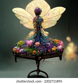 Fairy Chair  Fairy Tale Magic Glamour Art Nouveau Digital Art 3D Render