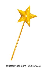 Fairy magic wand with star isolated on white background, stock graphic illustration