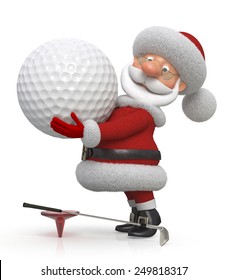 The fairy tale character plays golf/3d Santa Claus golfer