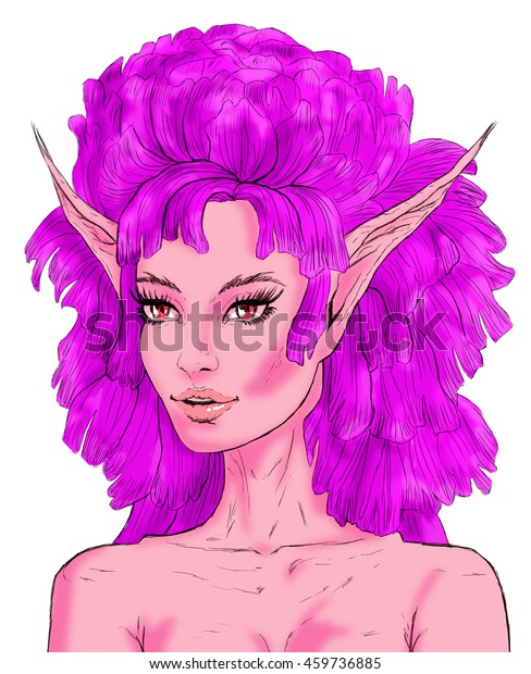 Fairy Violet Flower Hair Red Eyes Stock Illustration 459736885