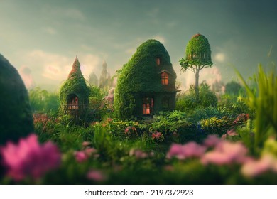 Fairytale Dreamland Fantasy Magical Fairy Tale Dream Forest With Tree Home