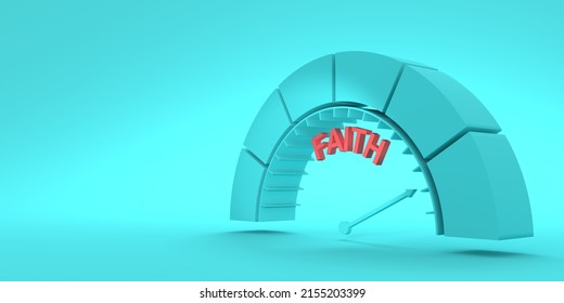 Faith measuring device with arrow and scale. 3D Render