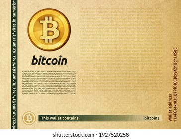 A Fake Bitcoin (cryptographic Digital Currency Coin) Banknote, Seasoned Paper Style. Original Design.
