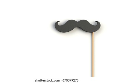 Fake Black Mustache On White Background, 3D Rendering