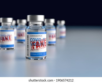 Fake drugs, pharmaceutical fake package. Symbol for harmful counterfeit vaccine, risk and danger of illegal produced and sold pharmaceuticals. 3d render