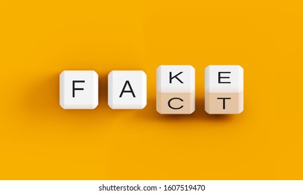 Fake News Illustration, Fake Fact Dice Concept