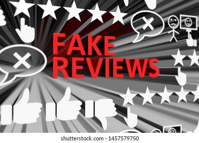 FAKE REVIEWS Concept Blurred Background 3d Render Illustration