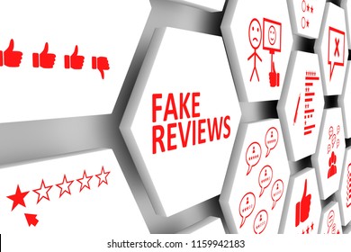 FAKE REVIEWS Concept Cell Background 3d Illustration