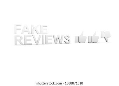 FAKE REVIEWS Concept White Background 3d Render Illustration