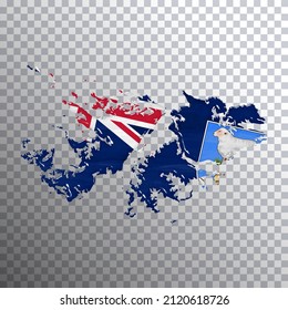 Falkland Islands flag and map, Clipping path, 3D illustration