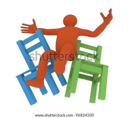 Fall Between Two Chairs Metaphor Stock Illustration 96824500