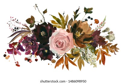 Moody Boho Chic Wedding Vector Bouquet Stock Vector (Royalty Free ...