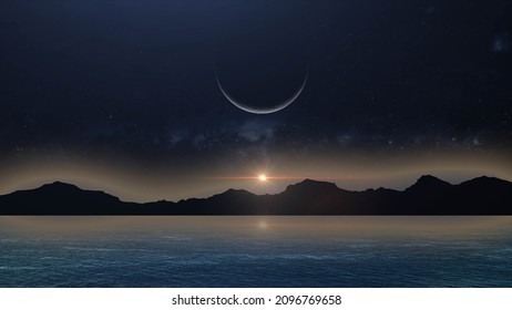 Fall Equinox , Autumn Equinox , September Equinox,black Moon ,pluto Returns To Usa, Sunset , New Moon, Spring Equinox, Energy Crisis, 3d Rendering Illustrtation