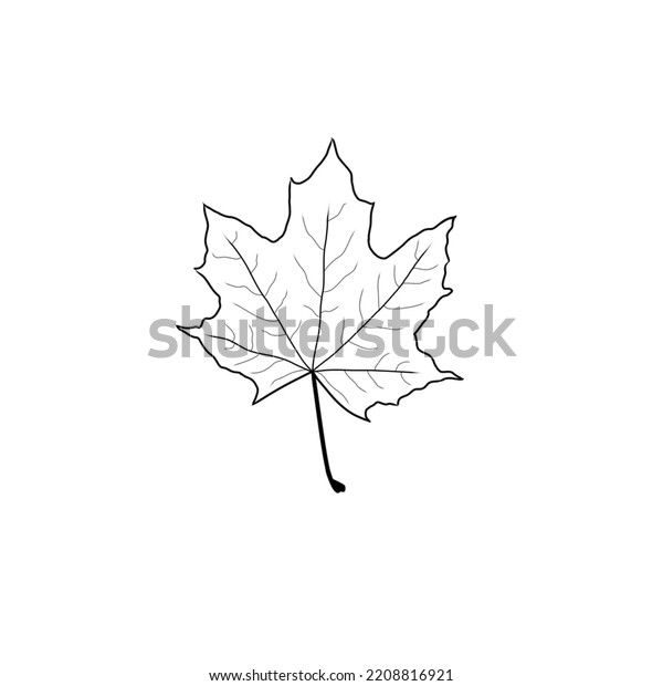 Fall Leaf Clip Art Black White Stock Illustration 2208816921 | Shutterstock