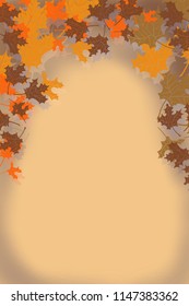 Fall Leaves Corner Border Design Background, With Lots Of Leaves And Autumn Thanksgiving Colors