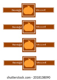 Fall Thanksgiving Napkin Rings Or Votive Candle Holder Wraps Background Illustrations