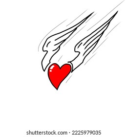 fallen Angel heart  line art  illustration  heart