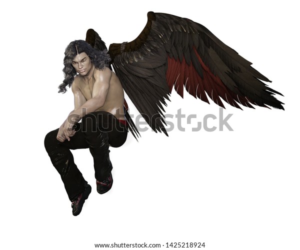 Fallen Angel Male Large Dark Brown Stock Illustration 1425218924