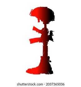 Fallen soldiers memorial silhouette and illustration art, tattoo, logo design
