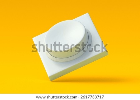Falling alarm button on orange background. 3d render
