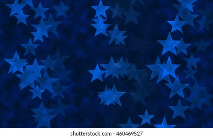 Falling Blue Stars On A Smoke Background