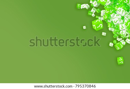 A lot of falling cubes with question marks. 3d illustration