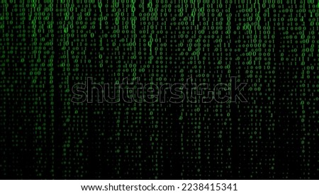 Falling digits of binary code. Illustration of the matrix. Digital background with noise effect. Corrupted code, matrix failure. Visualization of big data.