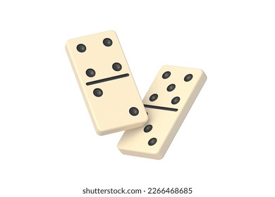Las baldosas de dominó cayendo están aisladas en un fondo blanco. 3.ª representación