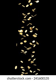 Falling Golden Coins Isolated on black background
