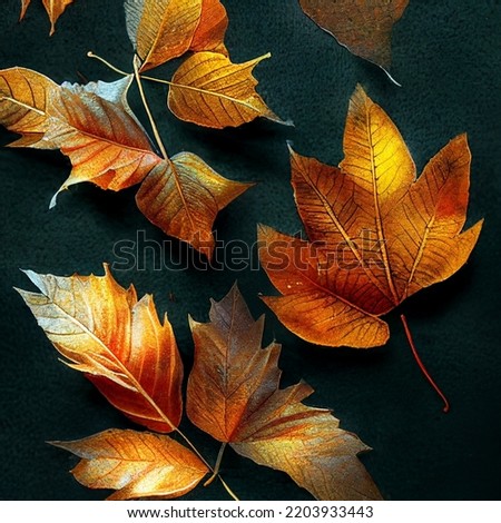 Similar – Image, Stock Photo Yellow-orange autumn leaves on blue background