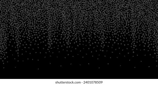 Falling numbers, big data concept. Binary white disorderly flying digits. Superb futuristic banner on black background. Digital illustration with falling numbers.