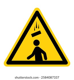 Falling objects warning sign. Falling debris hazard sign vector.