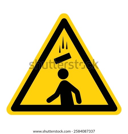 Falling objects warning sign. Falling debris hazard sign vector.