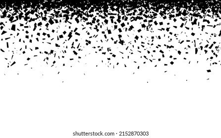 Falling Particles Background. Black Shatter Debris, Destructives Shapes Of Break. Modern Geometric Banner Template, Flying Particle Recent Illustration