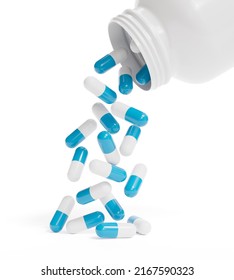 Falling Pills Out Drug Bottle Isolated Stock Illustration 2167590323 ...