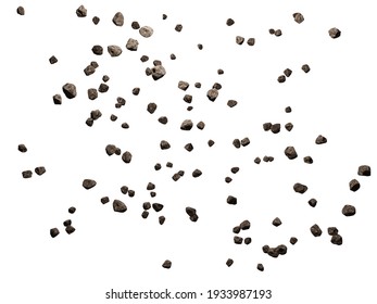 Falling Rocks Isolated On White Background.3d Rendering Illustration.