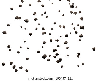 Falling Rocks Isolated On White Background.3d Rendering Illustration.