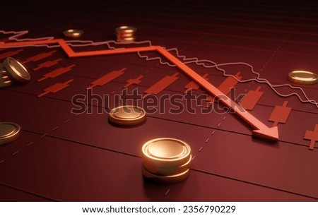 Falling stock chart representing an economic crisis and financial downturn concept. Perfect for business and finance-related projects. 3D render illustration.