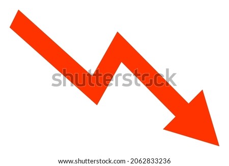 Falling trend arrow icon with flat style. Isolated raster falling trend arrow icon illustrations, simple style.