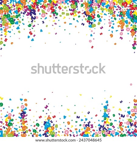 Falling vivid numbers. Math study concept with flying digits. Gorgeous back to school mathematics banner on white background. Falling numbers illustration.