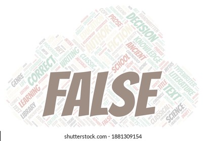 False typography word cloud create with the text only