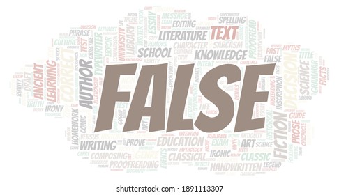 False typography word cloud create with text only