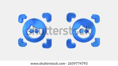 familiar face and zone 3D icon on isolate white background
