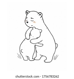 The Family Of Bears. The Child Needs Support And Hugs. Children's Illustration, Family Psychology, Cute Animals, Family Relationships. Pictures For Instagram Posts.