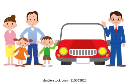 Family with a car salesman at the dealer - Powered by Shutterstock