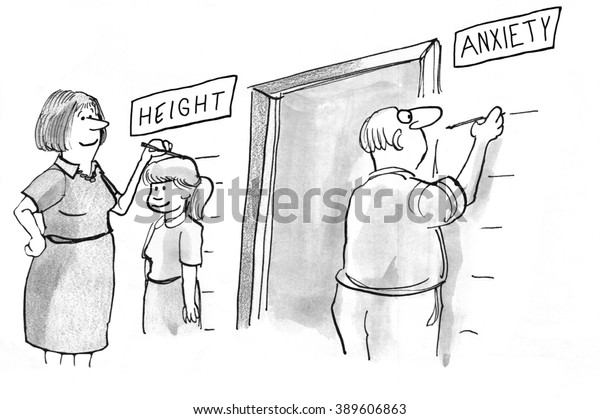 Family Cartoon About How Parental Anxiety Stock Illustration 389606863