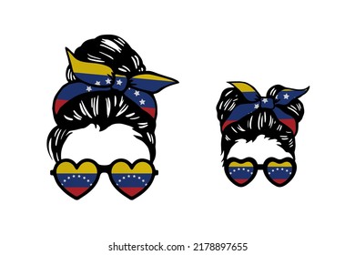 Family Clip Art In Colors Of National Flag On White Background. Venezuela